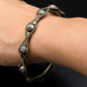 Vintage Alpaca Silver Ball Twist Bangle Bracelet